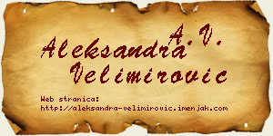 Aleksandra Velimirović vizit kartica